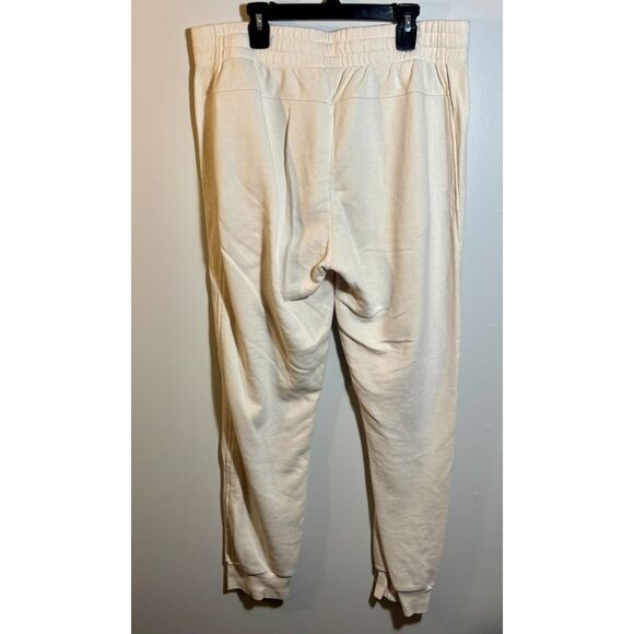 Adidas Cream Joggers Men’s Size L • Light Beige Sweatpants • Blue Logo - Picture 4 of 4